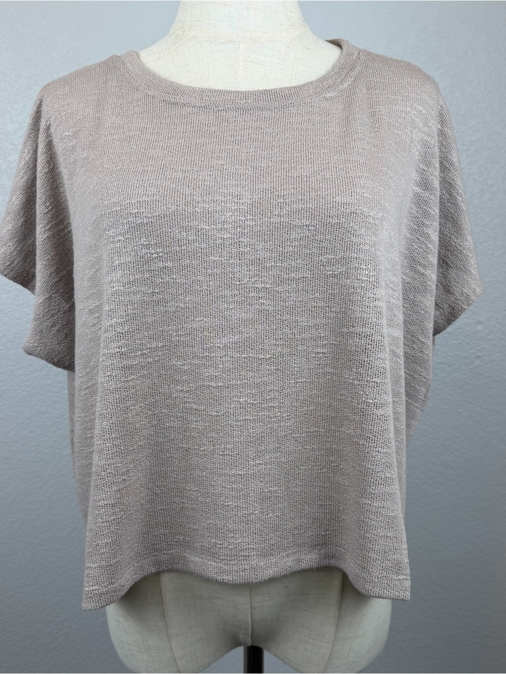 Zenana Hacci Solid Knit Crew Neck Relaxed Dolman Sleeve Cropped Mocha | Size L